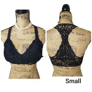 Women's Bralette Small Black Push Up Lace Racerback Molded Cups New